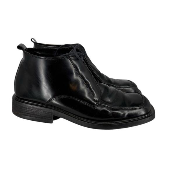 Vintage 90s Kenneth Cole Square Toe Ankle Boots Mens Size 10 Black Leather - Picture 3 of 13